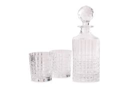 A TIFFANY & CO CRYSTAL DECANTER AND PAIR OF TUMBLERS