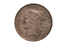 PERU, REPUBLIC 5 PESETAS 1880 BF