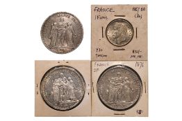 FRANCE, 19TH CENTURY, 5 FRANCS 1848; 1873; 1876; 1 FRANC 1867 (4)