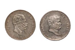 ITALY 120 GRANA 1857; 5 LIRE 1877 (2)