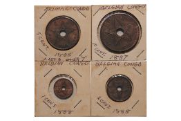 BELGIAN CONGO LEOPOLD II 1; 2; 5; 10 CENTIMES, 1887/88 (4)