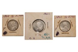 INDIA VICTORIA 1/4 RUPEE 1862; 1901 (3)