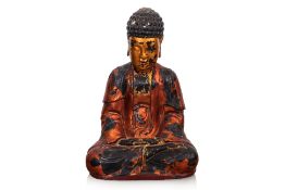 A LARGE VIETNAMESE LACQUERED AND GILT BUDDHA STATUE