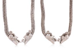 TWO SILVER DRAGON BELTS OR NECKLACES