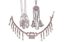 A. GROUP OF THREE MIAO SILVER NECKLACES