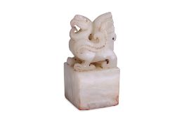 A WHITE JADE MYTHICAL BIRD SEAL