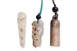 A GROUP OF THREE JADE CARVINGS (2)