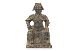 A SEATED BRONZE FIGURE OF GUANDI