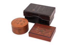 A GROUP OF THREE BOXES AND COVERS