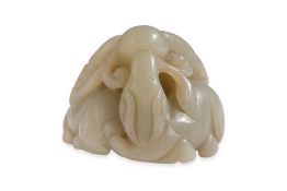 A JADE CARVING OF THREE DEER