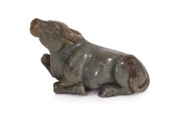 A JADE MODEL OF A RECUMBENT BUFFALO