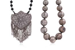 TWO SILVER NECKLACES