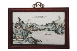 A LANDSCAPCE PAINTED PORCELAIN PLAQUE (2)