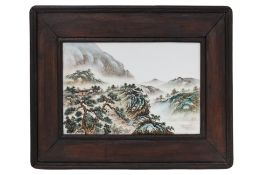A LANDSCAPE PAINTED PORCELAIN PLAQUE (1)