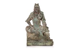 A SEATED BRONZE FIGURE OF GUANDI