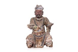 A LARGE POLYCHROME FIGURE OF GUANDI