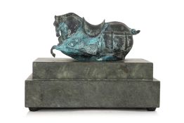 A BRONZE HAN STYLE FIGURE OF A HORSE