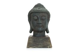 A THAI BRONZE HEAD OF BUDDHA