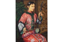 LIN JIN WU (CHINESE, 20TH CENTURY) - WOMAN PLAYING THE ERHU, 2006