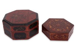 TWO LACQUER BOXES AND COVERS