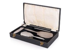 AN ENGLISH SILVER DRESSING TABLE SET