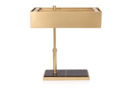 A BRUSHED BRASS BANKERS LAMP