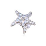 A DIAMOND AND MOONSTONE 'STARFISH' RING