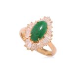 A JADE AND DIAMOND RING