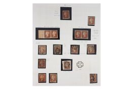 UK, 1d PENNY RED IMPERF. VARIETIES (13)