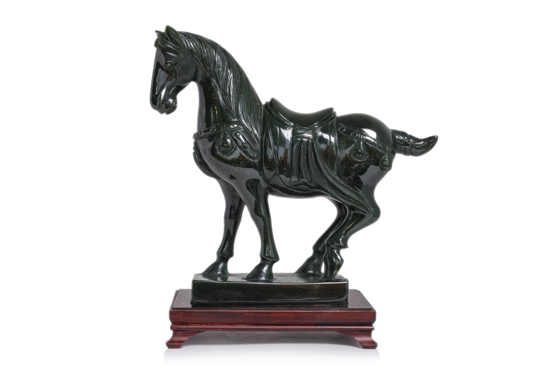 A SPINACH JADE MODEL OF A HORSE - Image 3 of 6