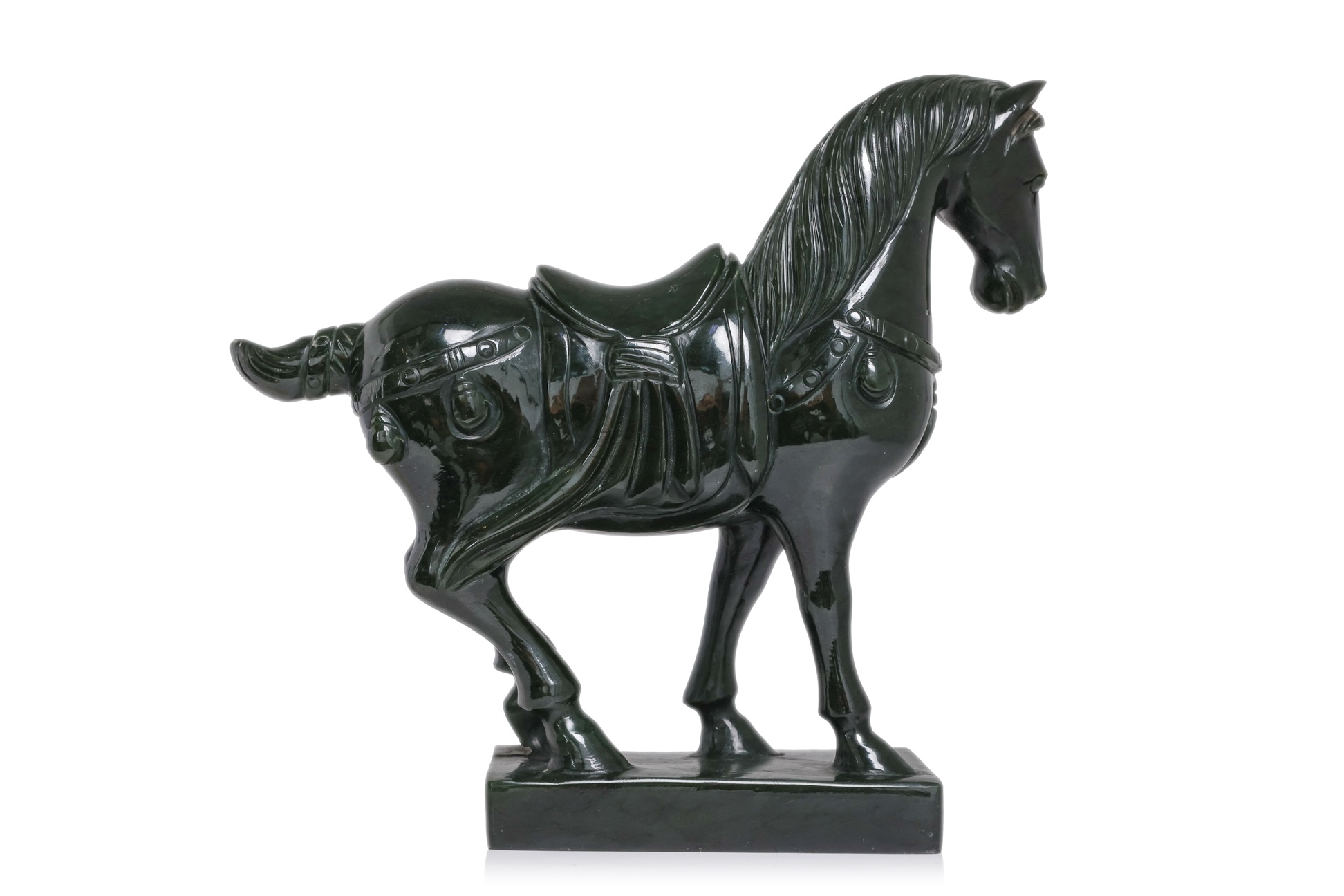 A SPINACH JADE MODEL OF A HORSE - Image 2 of 6