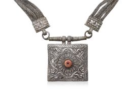 A NEPALESE SILVER JANTAR NECKLACE