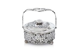 A CHINESE EXPORT SILVER BUTTER DISH AND COVER