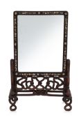 A MOTHER OF PEARL INLAID TABLE MIRROR