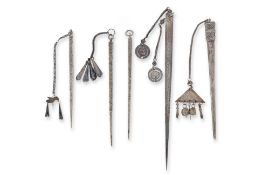 A GROUP OF FIVE HMONG SILVER HAIRPINS