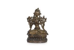 A SMALL SINO-TIBETAN BRONZE FIGURE OF TARA