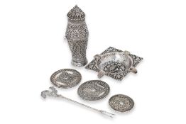 A GROUP OF SIX SOUTHEAST ASIAN SILVER ITEMS