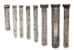 A GROUP OF EIGHT MANCHU SILVER HAIR PINS