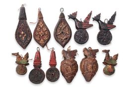 A COLLECTION OF BURMESE WOODEN LOOM PULLEYS