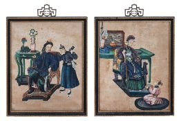 A PAIR OF CHINESE EXPORT PITH PAINTINGS