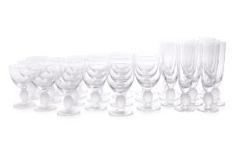 A SUITE OF LALIQUE STYLE CRYSTAL WINE GLASSES