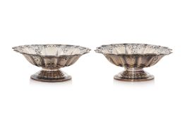 A PAIR OF ENGLISH STERLING SILVER FOOTED DISHES
