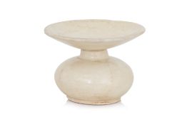 A SMALL WHITE GLAZED SPITTOON