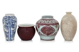 A GROUP OF FOUR CERAMIC VASES
