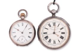 TWO SILVER POCKET WATCHES