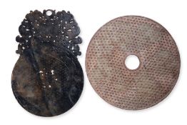 TWO LARGE ARCHAISTIC JADE CARVINGS