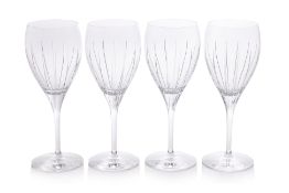 A SET OF FOUR CHRISTOFLE 'IRIANA' CRYSTAL WINE GLASSES