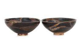 TWO SPLASH-GLAZED STONEWARE BOWLS