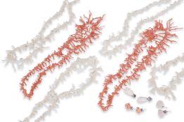 A GROUP OF NINE PIECES OF CORAL JEWELLERY
