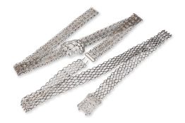 TWO SILVER BELTS AND BUCKLES